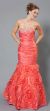 Two Tone Mermaid Style Shirred Strapless Prom Dress  in Orange